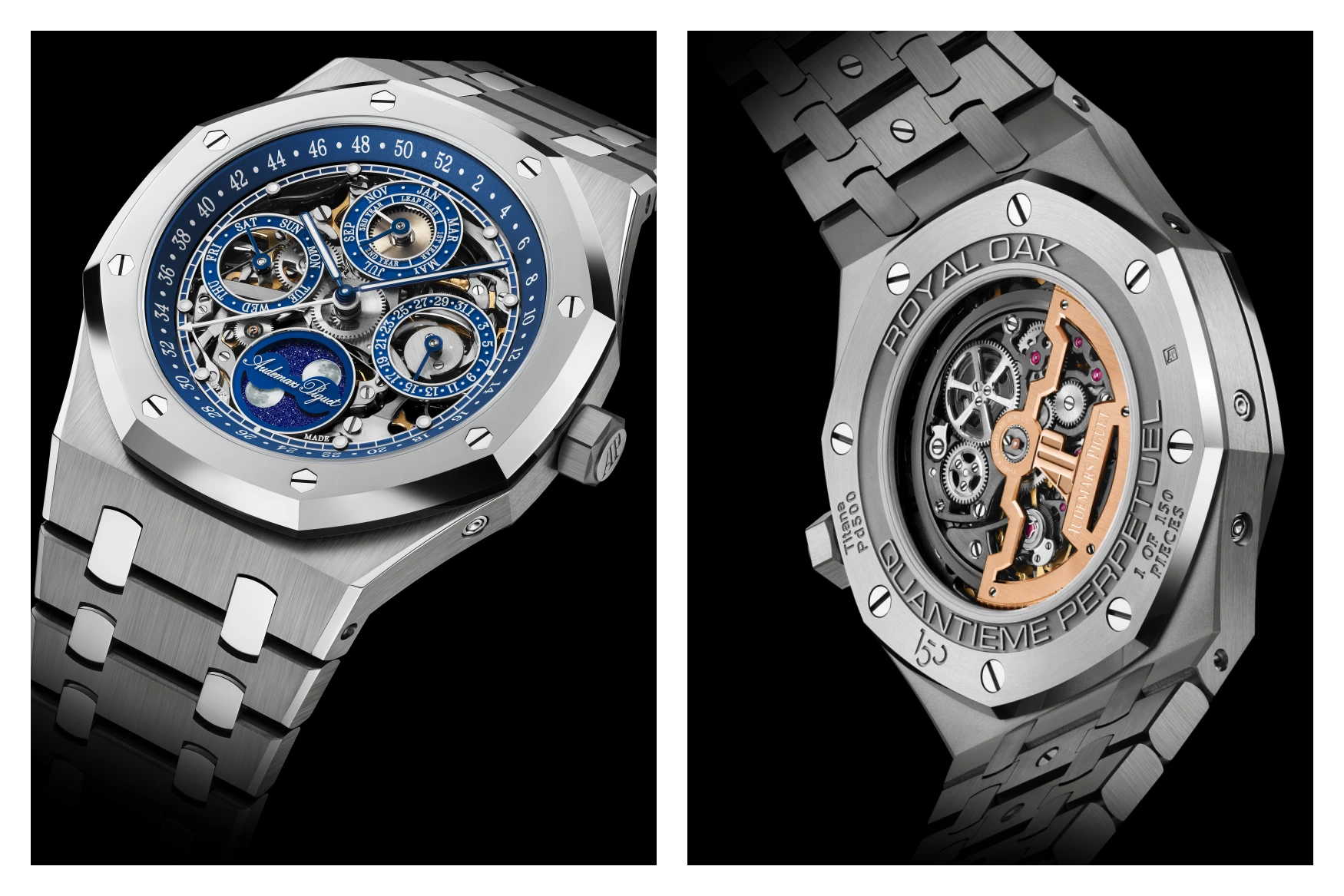 AUDEMARS PIGUET ROYAL OAK PERPETUAL CALENDAR “150TH ANNIVERSARY” OPENWORKED : 41MM LIMITED EDITION REF 26585XT OO 1220XT 01