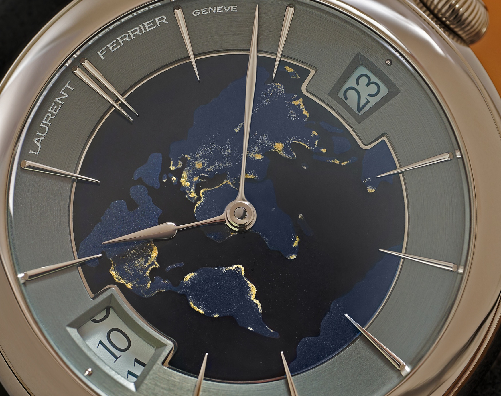 laurent ferrier classic traveller globe night blue dial