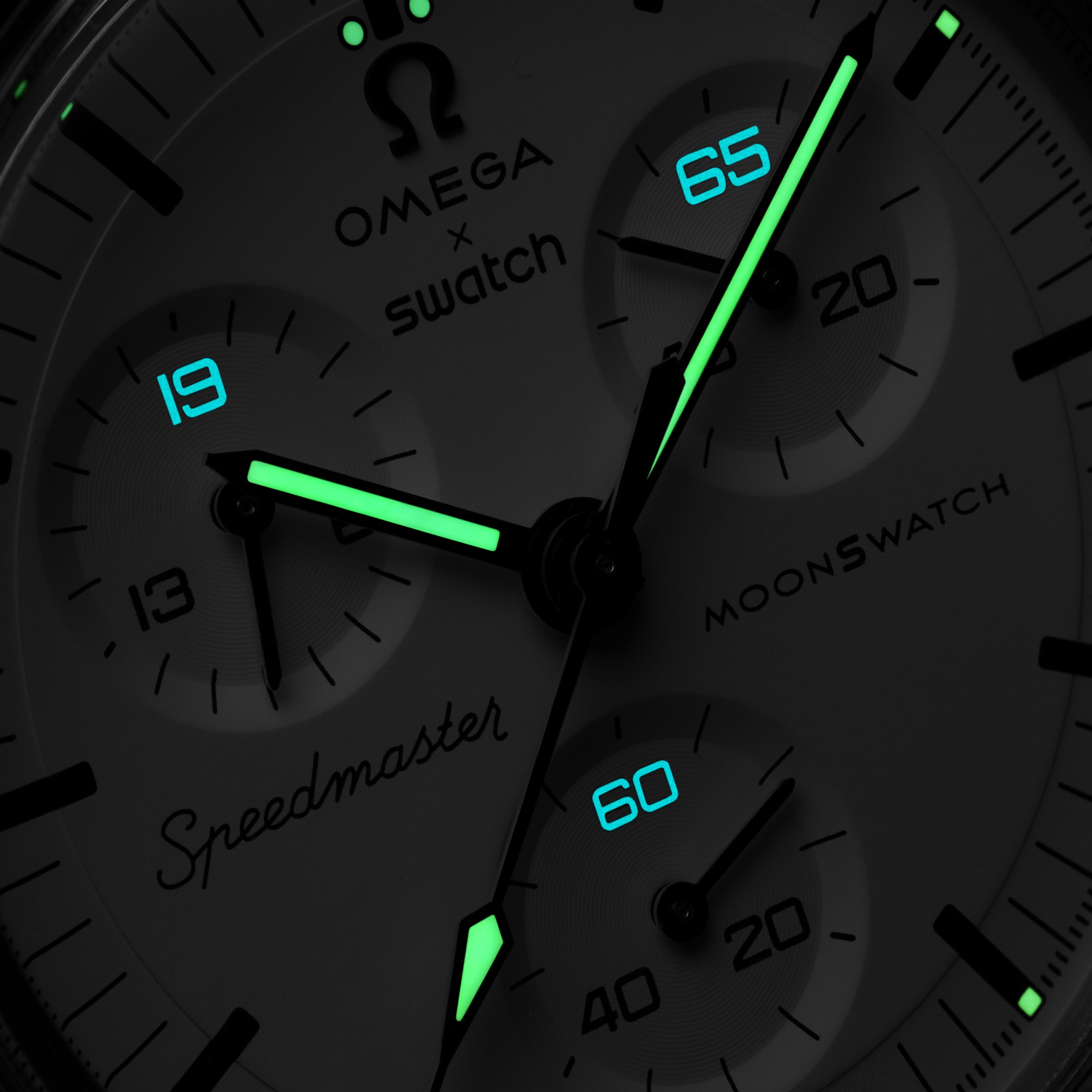 swatch omega moonswatch 1965 lume