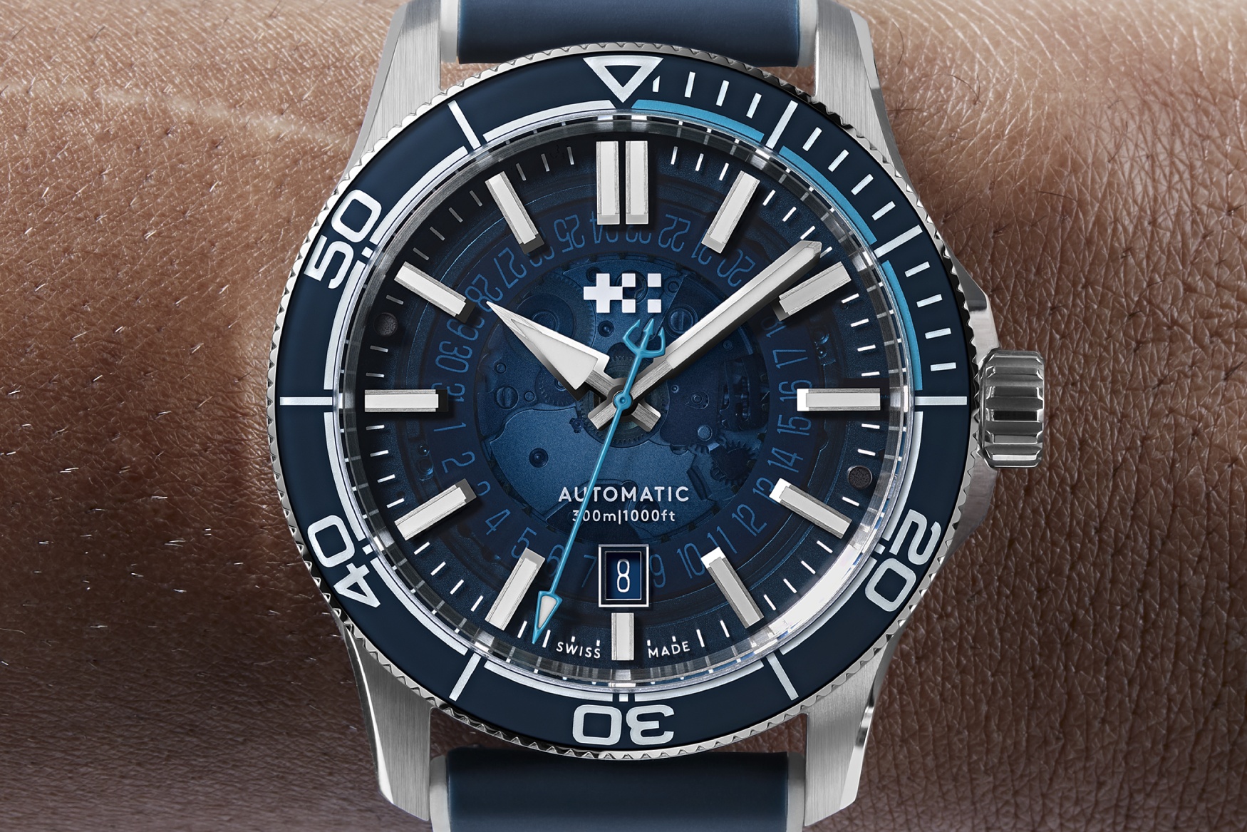 Christopher Ward C60 Sapphire Edge on wrist rubber