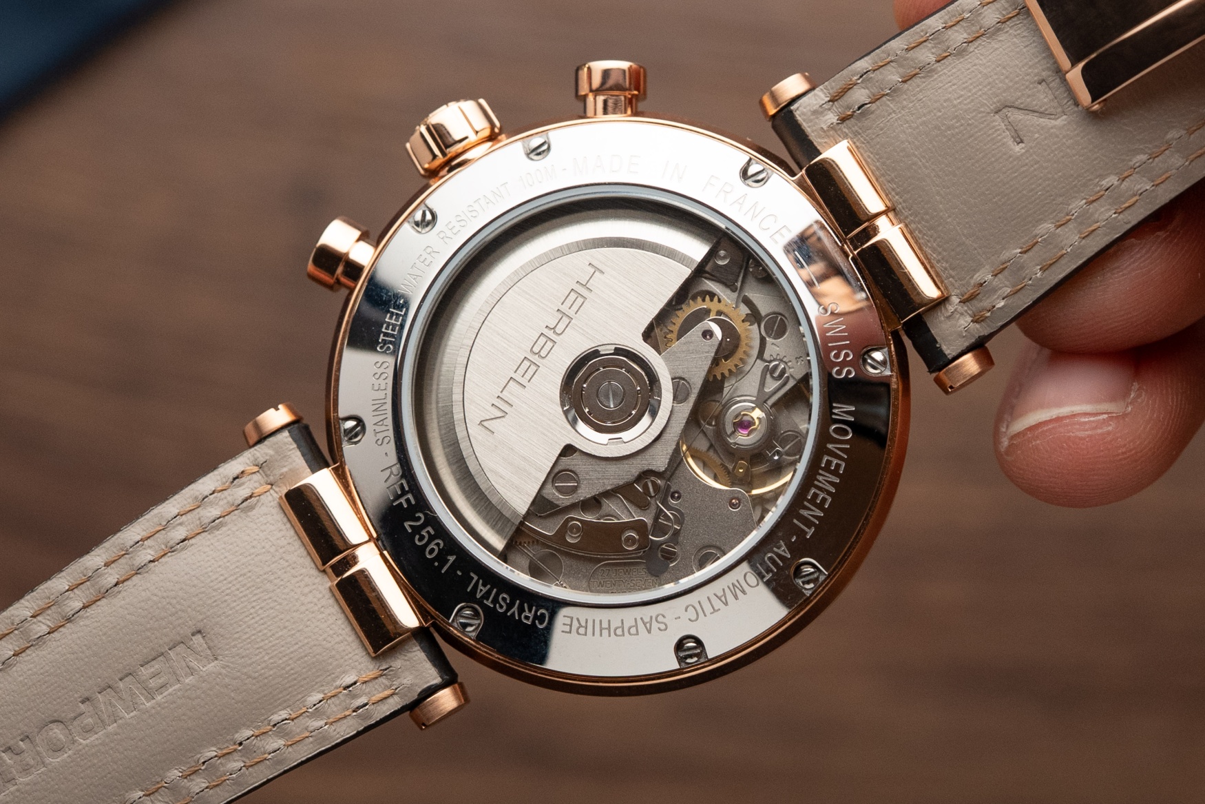 herbelin newport heritage chronograph movement caseback