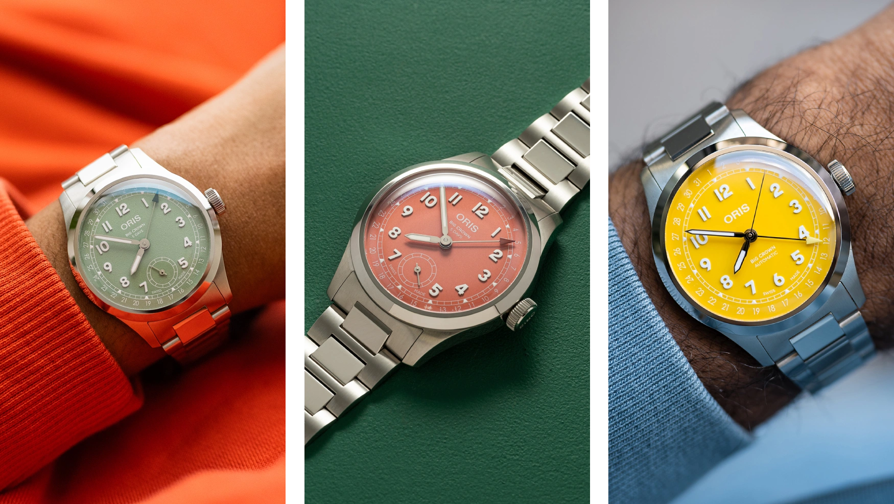 Oris expands its entire Pointer Date collection with plenty of pastel, and a new bracelet