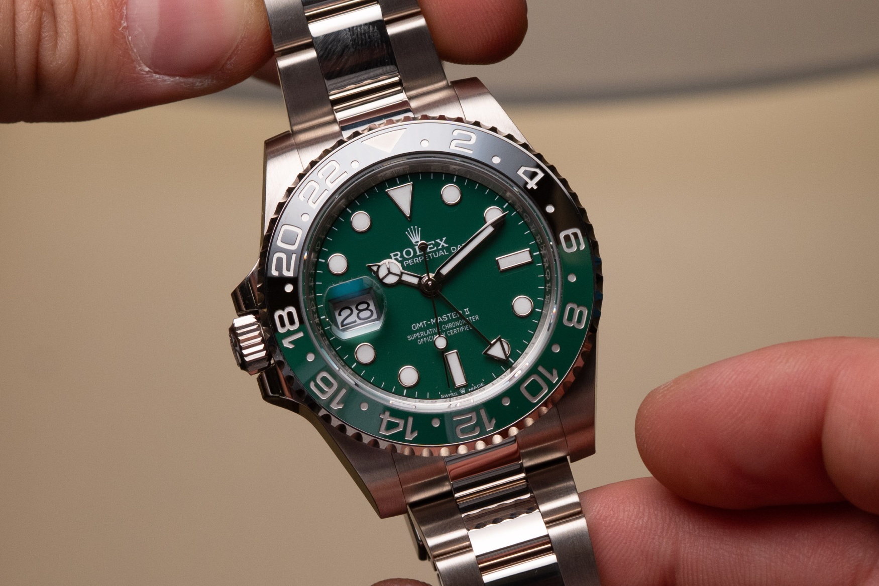 rolex gmt master ii cerachrom green dial