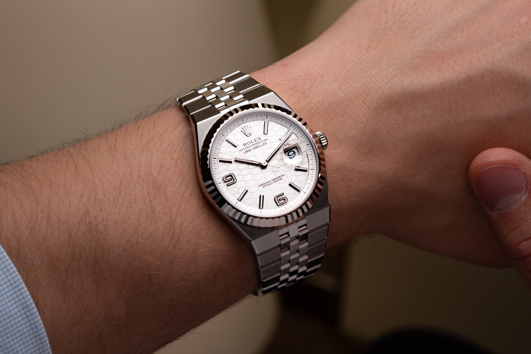 rolex land dweller 40 rolesor wrist 2