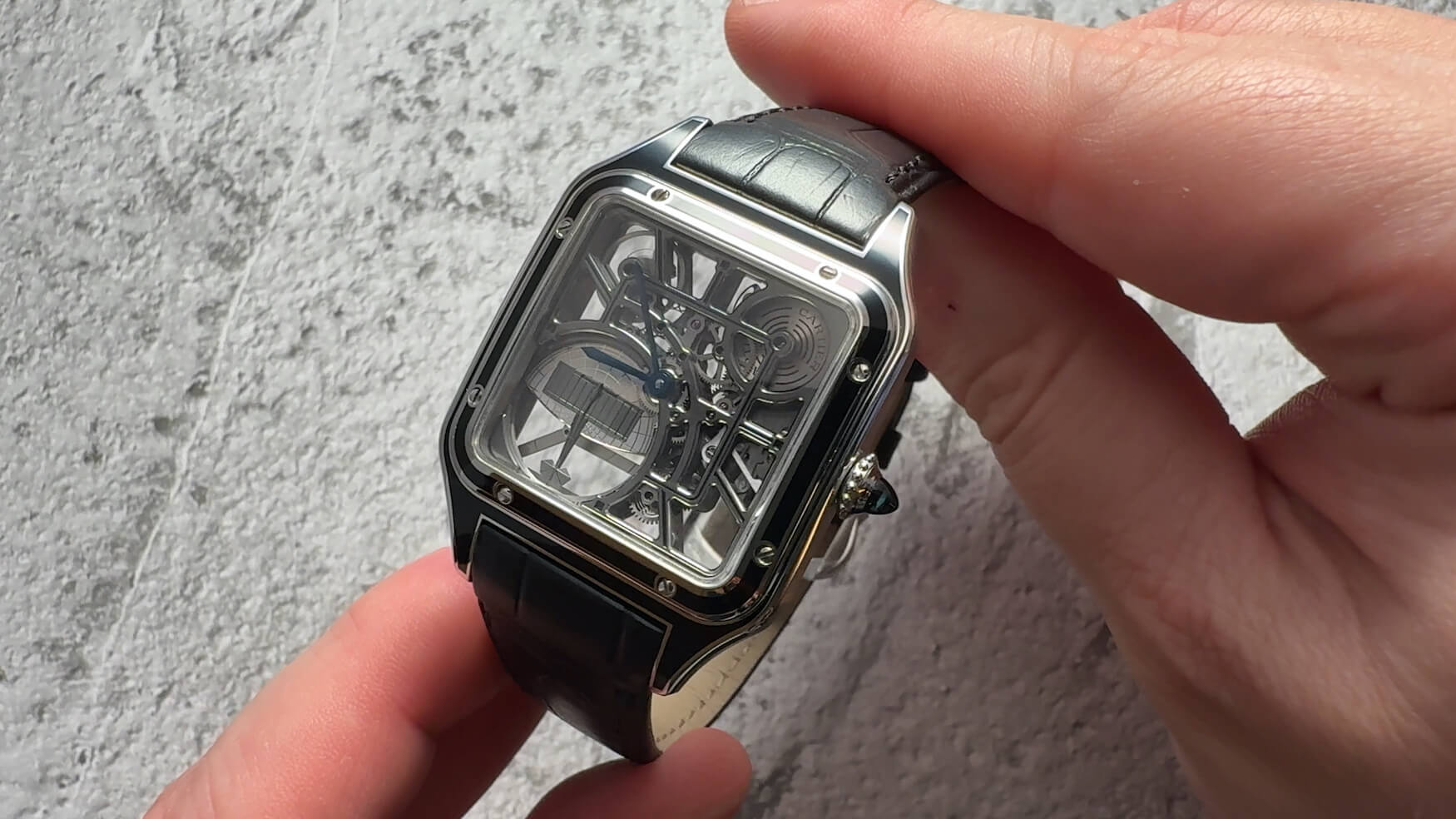 Cartier Santos Dumont Skeleton Micro Rotor Steel Black Lacquer 2