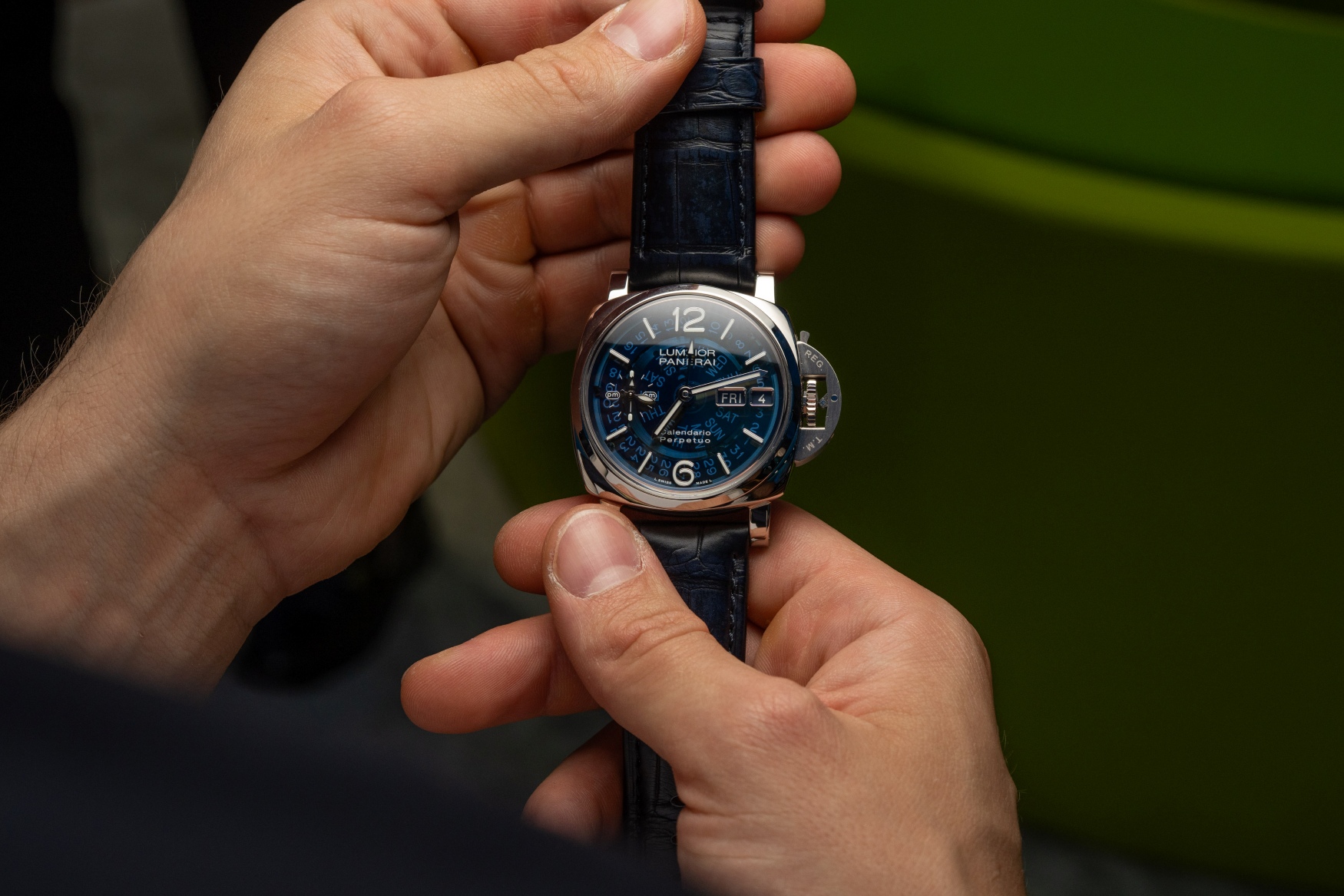 Panerai luminor perpetual Calendar gmt platinumtech pam01575 ww25 in hand
