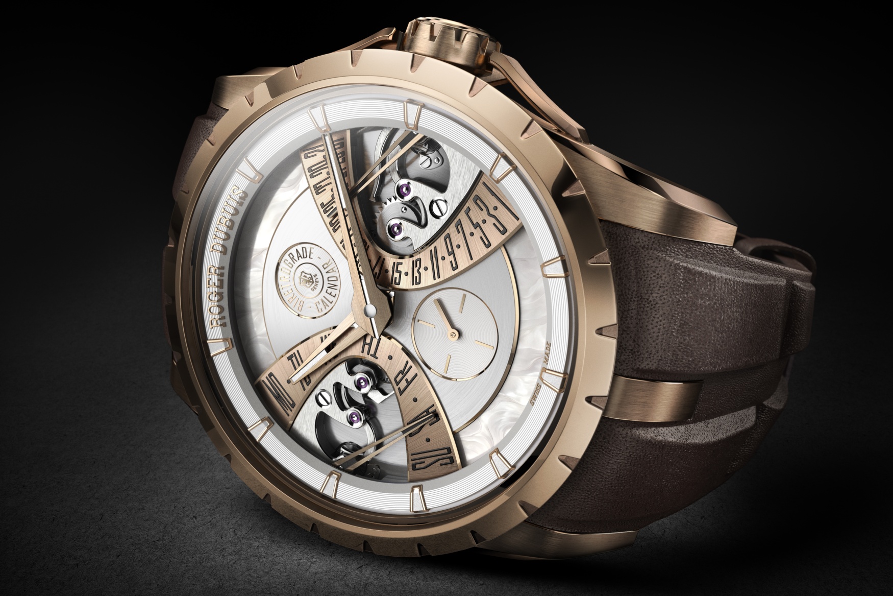 Roger Dubuis Excalibur Biretrograde Calendar dial