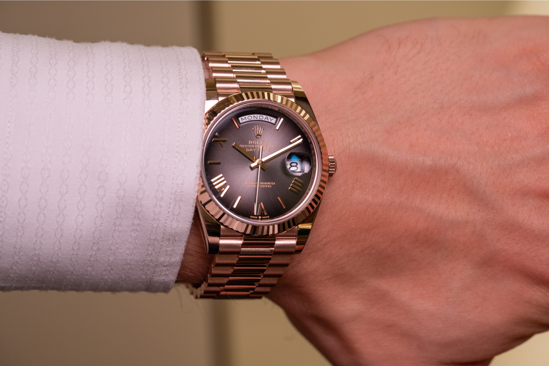 rolex day date slate ombre rose gold