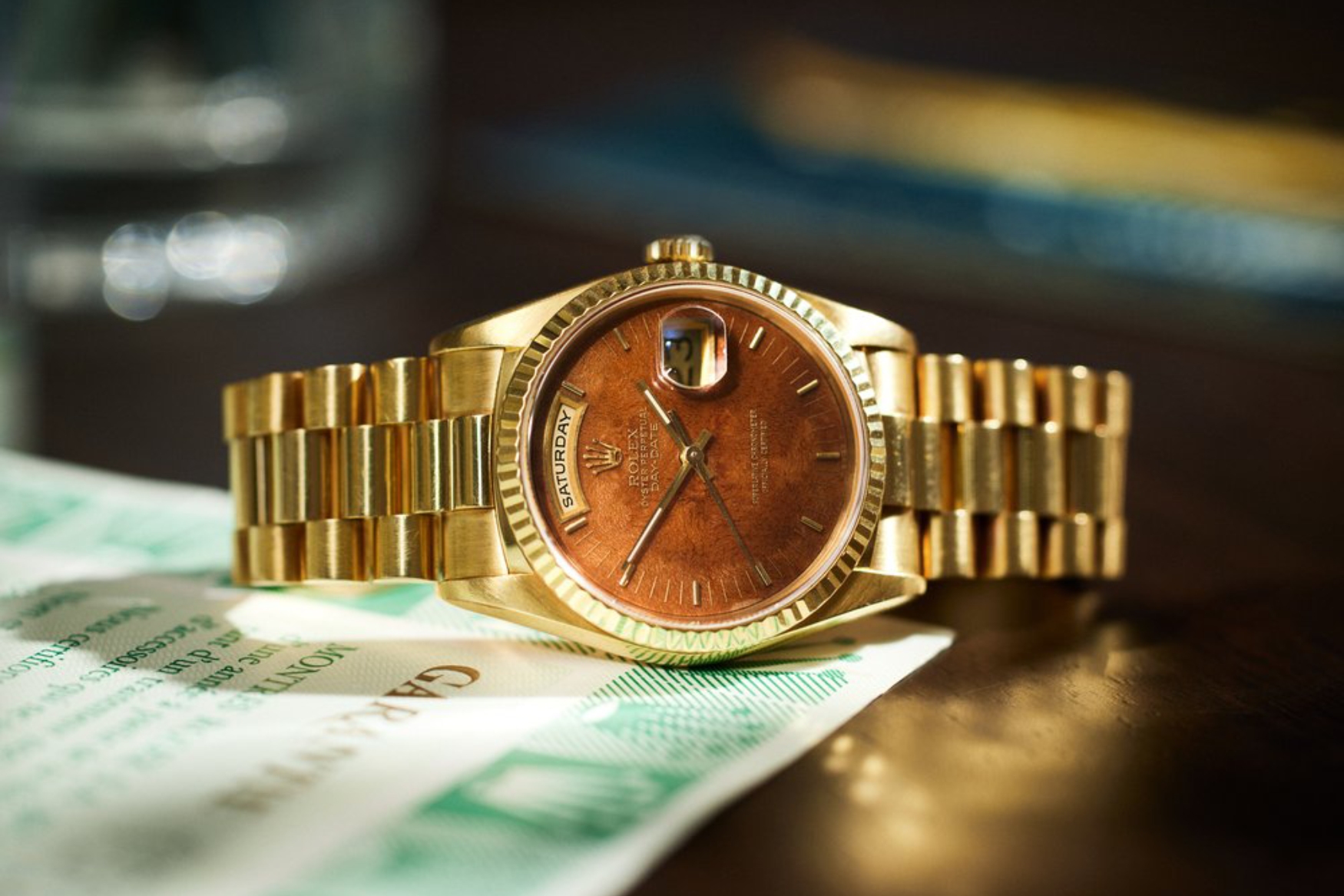 rolex day date wood dial