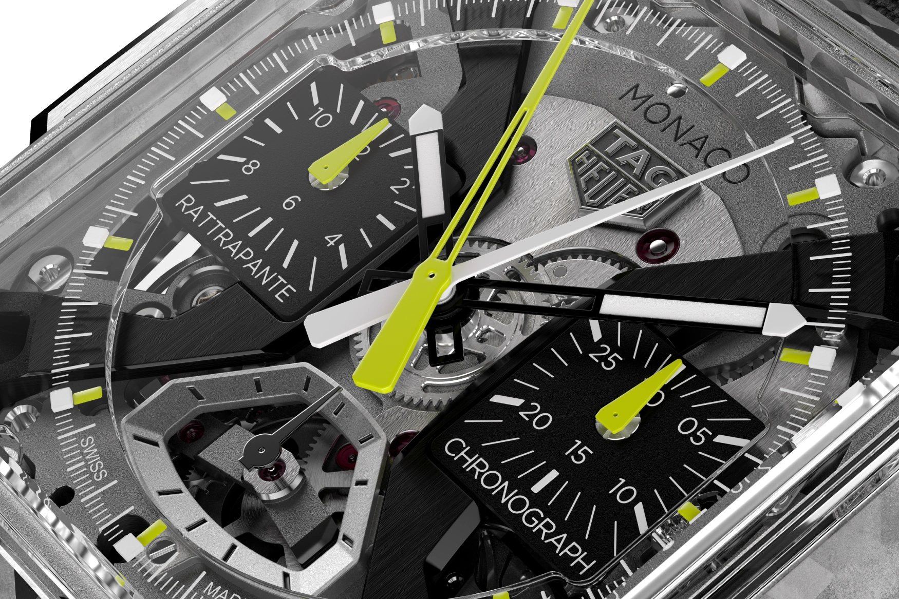 tag heuer monaco split seconds th titanium dial close up 1