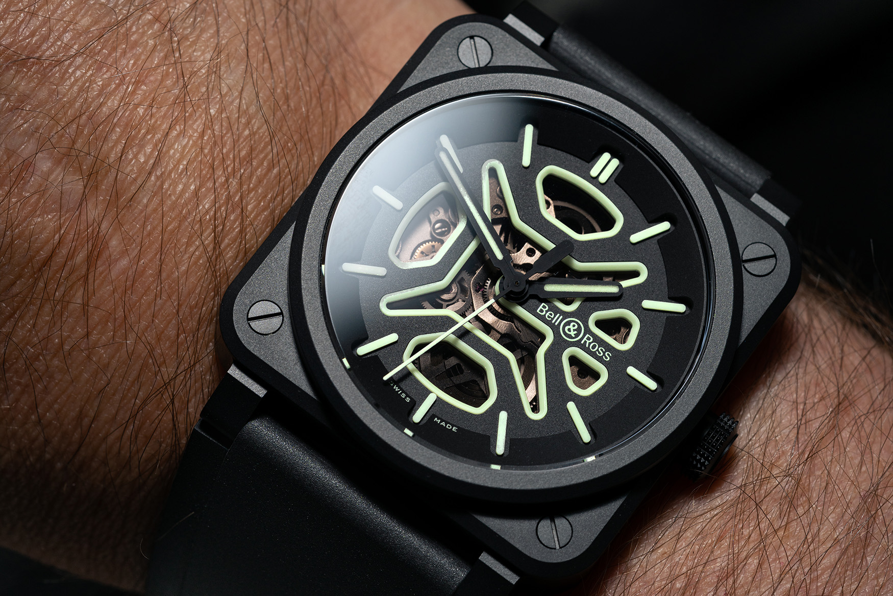 Bell Ross BR 03 Skeleton Lum Wrist2
