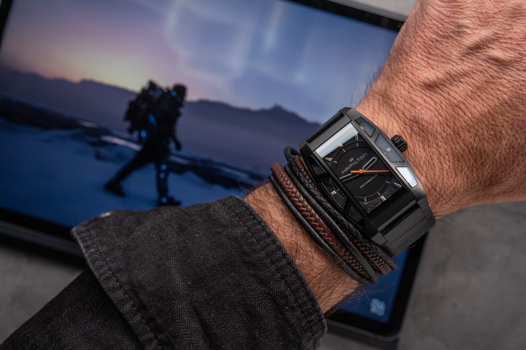 Hamilton American Classic Boulton Death Stranding 2 Limited Edition on wrist footage
