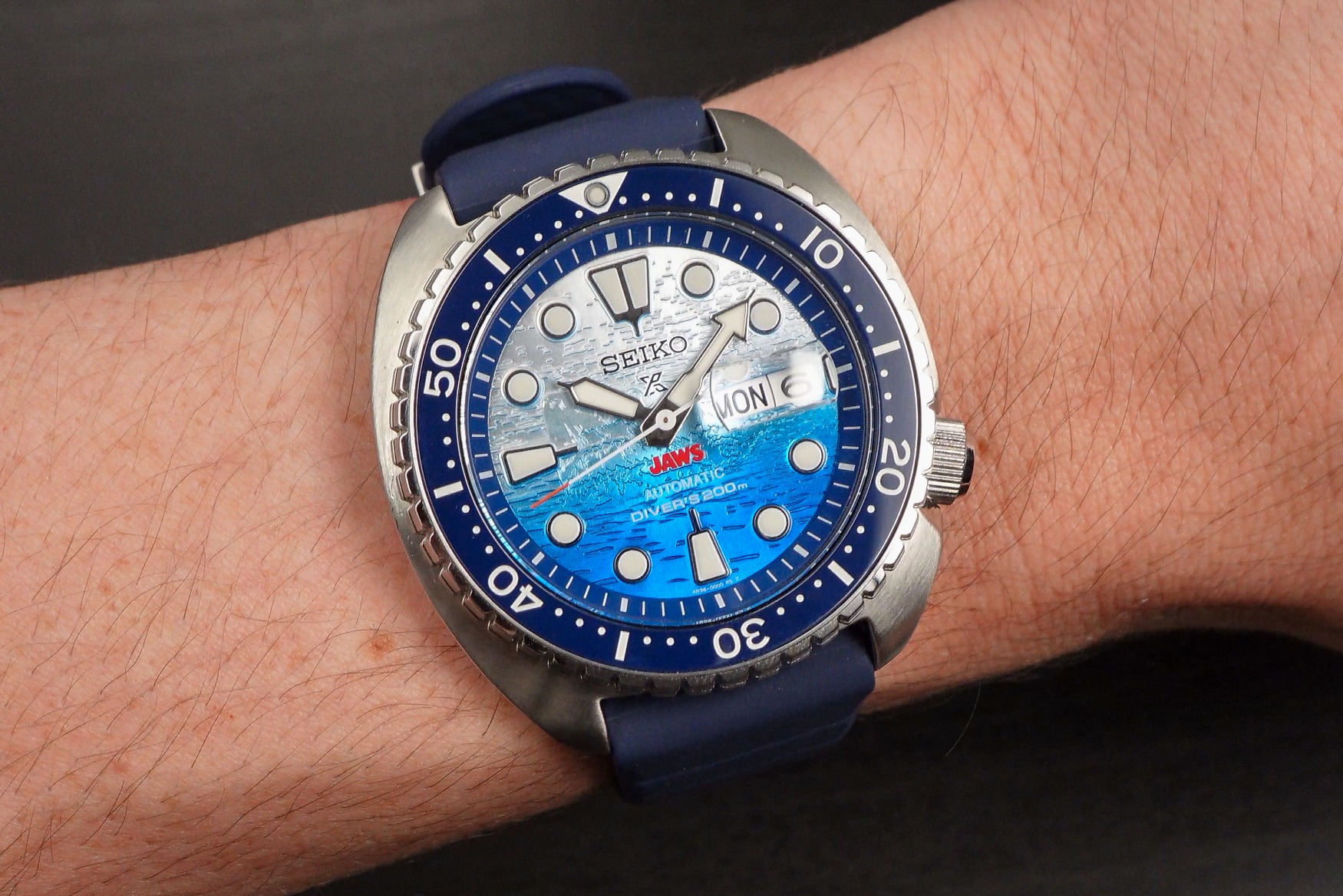 Seiko Prospex SRPL81K Jaws 50th Anniversary on wrist