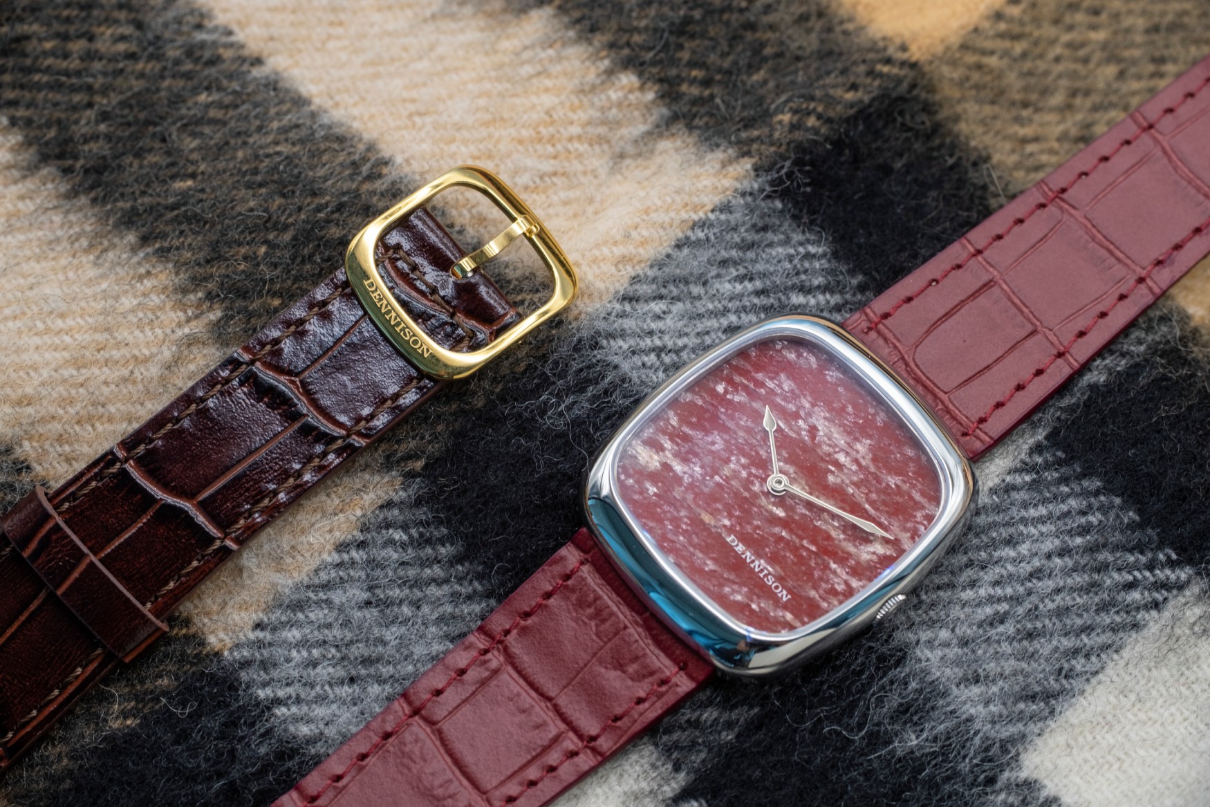 dennison ald rubelite dial brown strap buckle