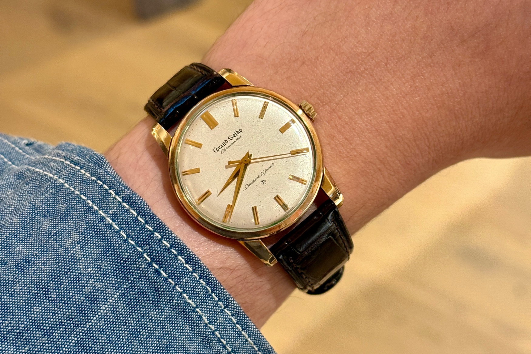 grand seiko first printed dial wrist
