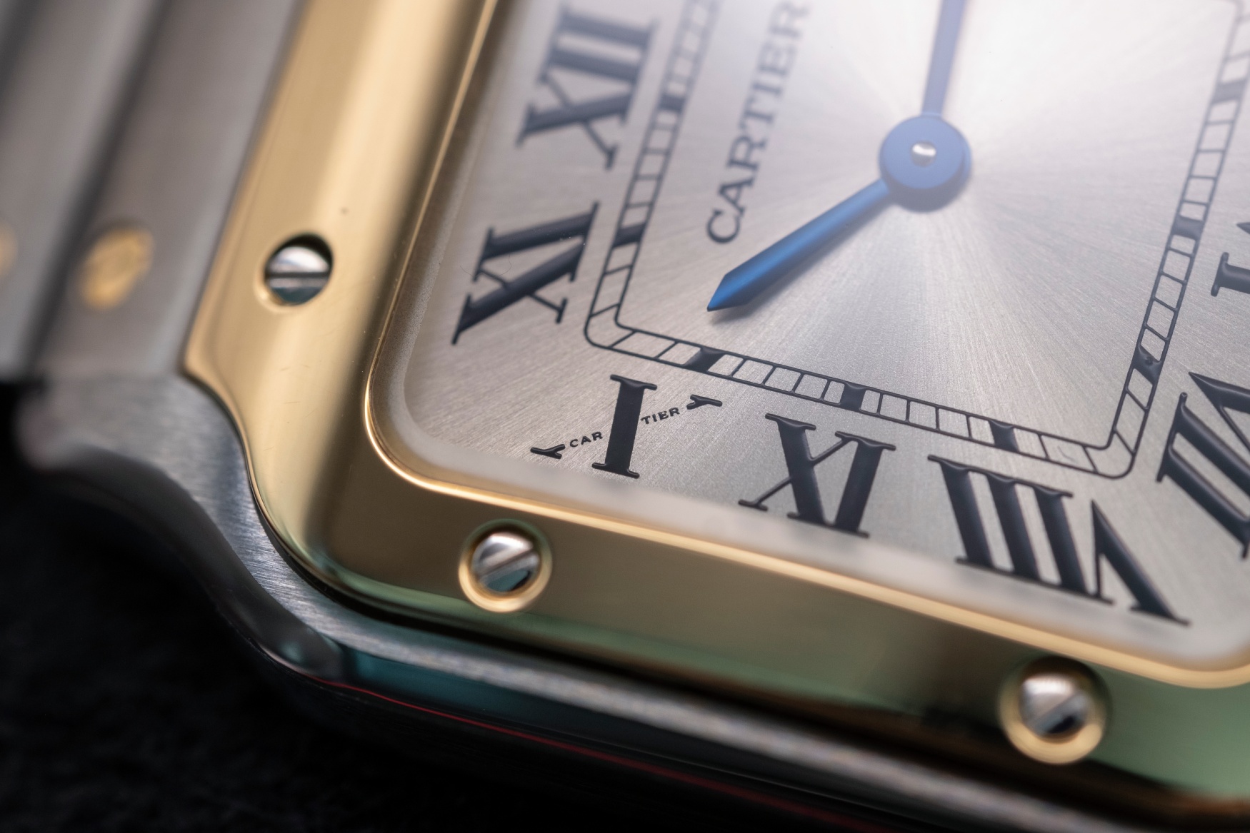 Cartier Santos de Carties Mall Tone Dial Close-up