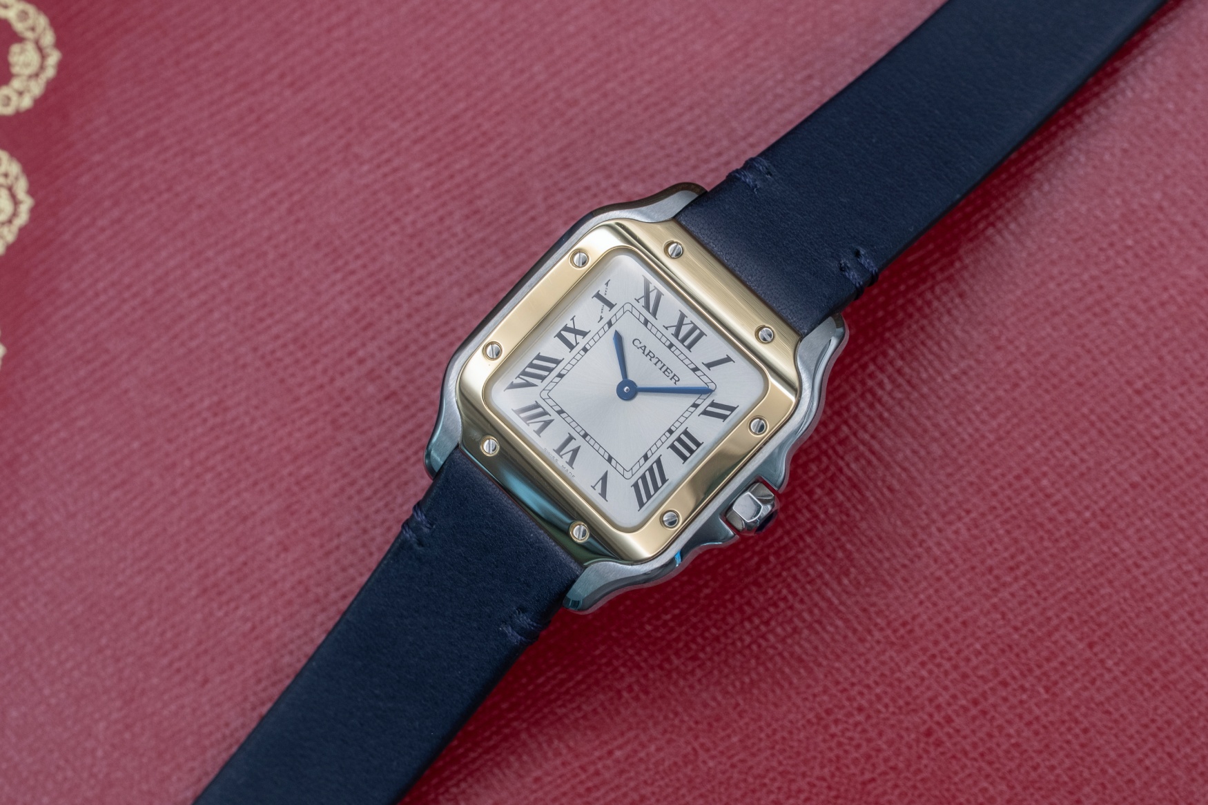Cartier Santos de Cartie Es Mall Tone Leather Strap 2