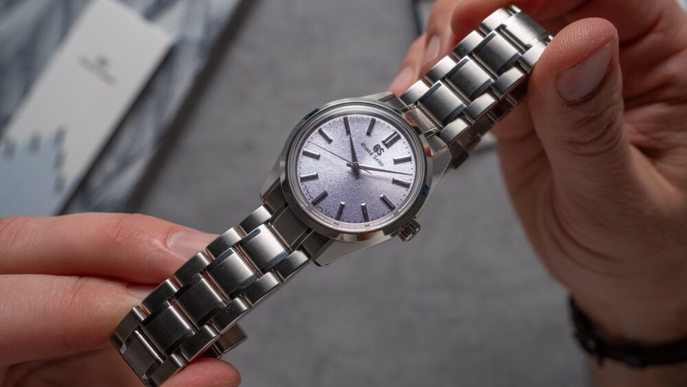 The Grand Seiko SBGW323 ‘Kiri’ blossoms with a elegant purple dial