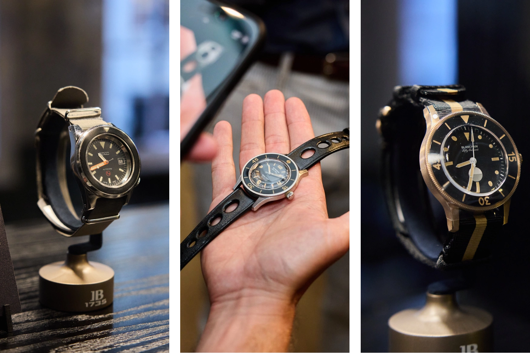 time tide blancpain london event vintage fifty fathoms