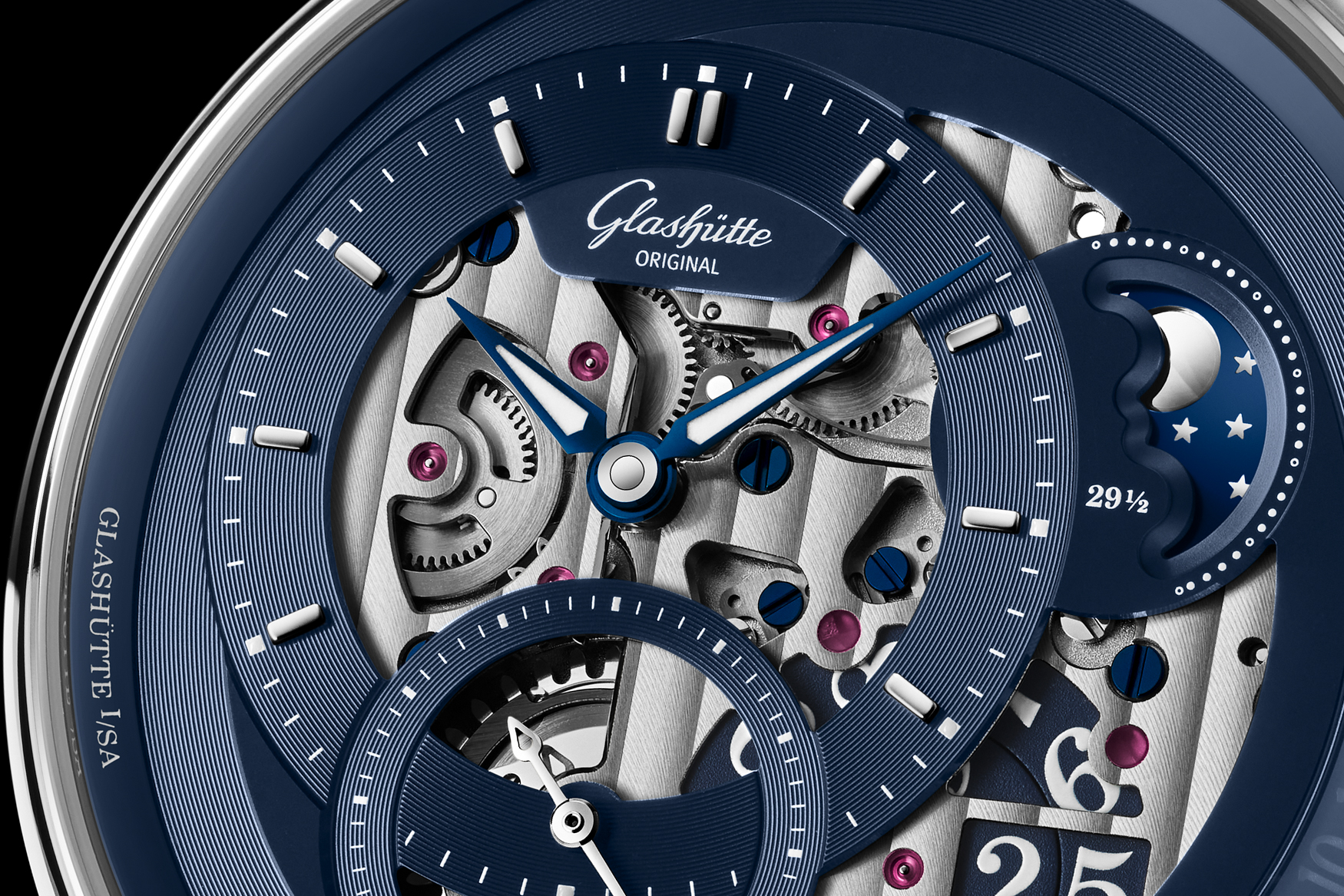Glashütte original panomatic calendar dial close-up