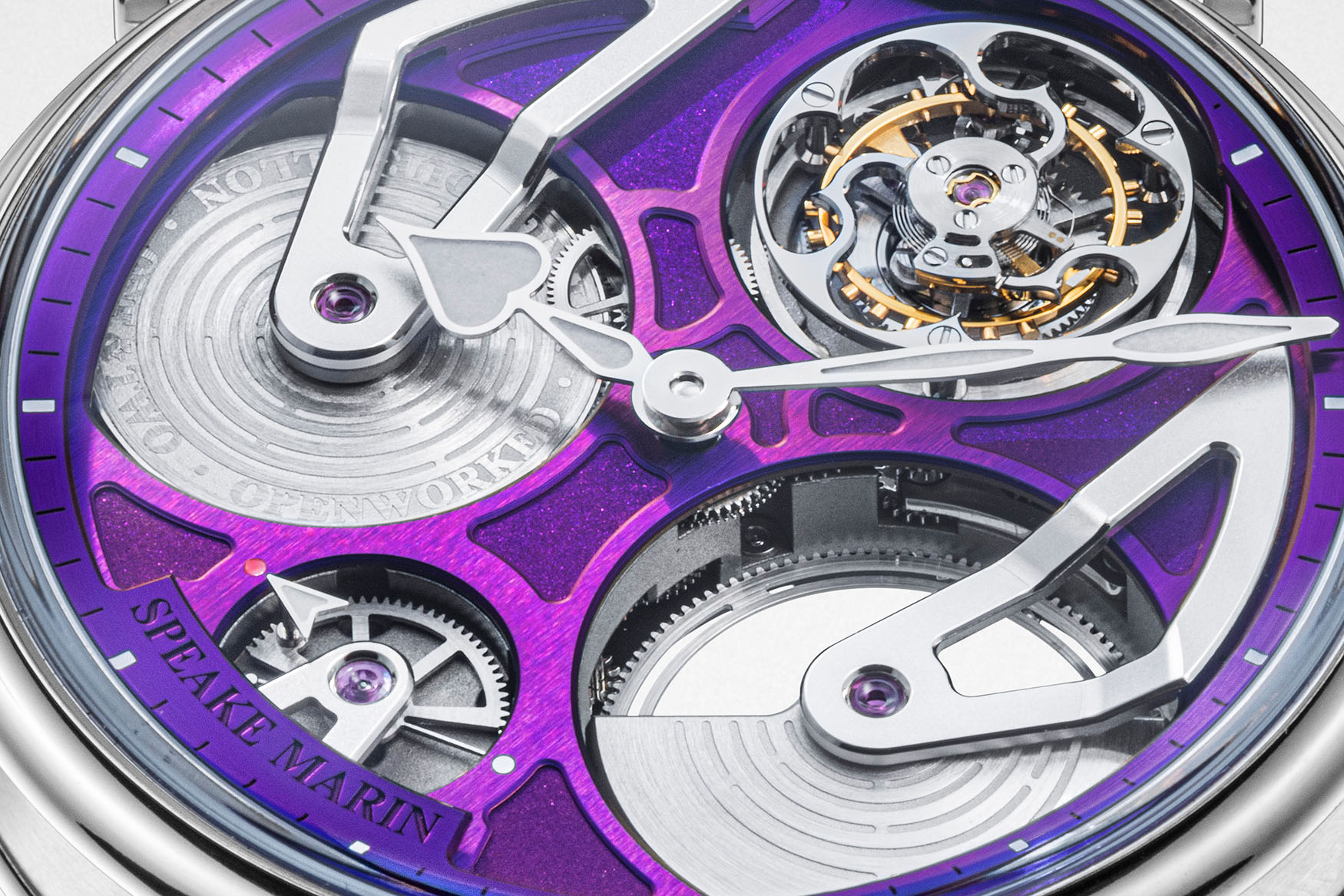 Speake marin one two openworked tourbillon purple dial