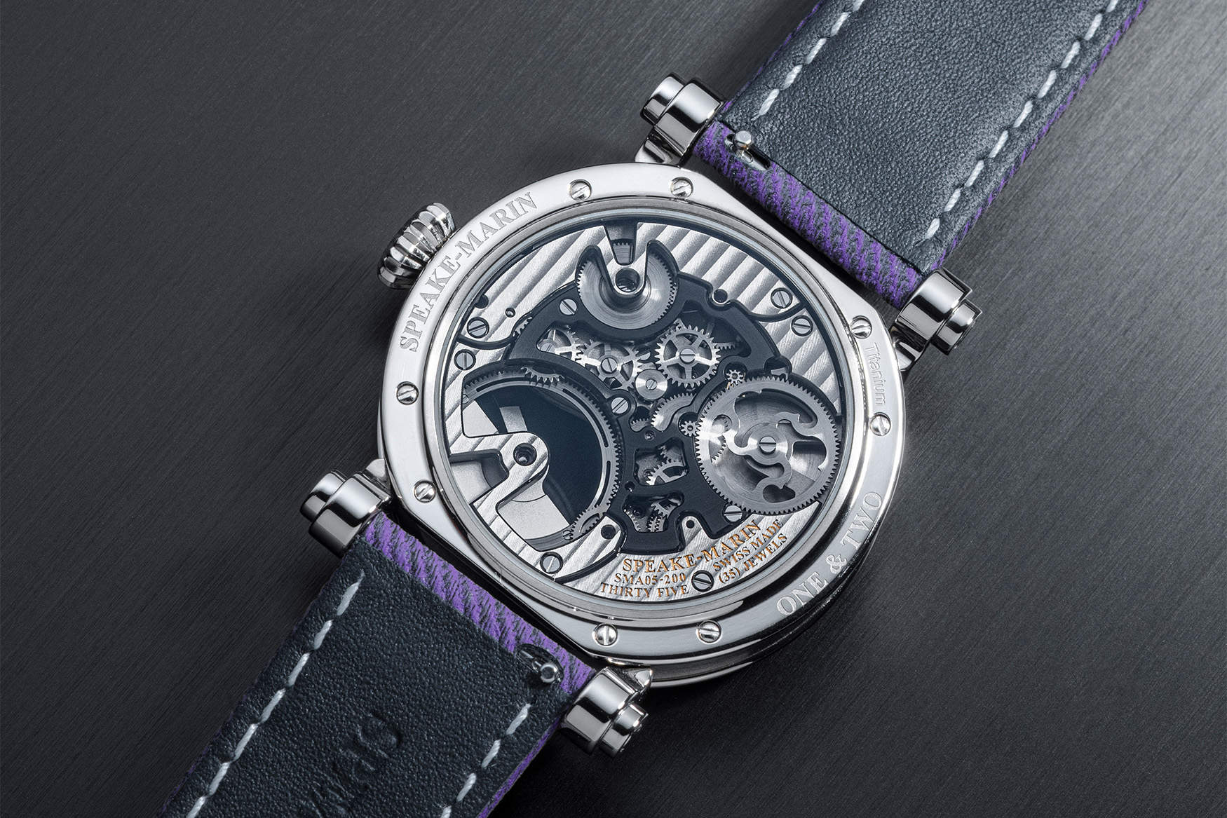 Speake marin one two openworked tourbillon purple movement