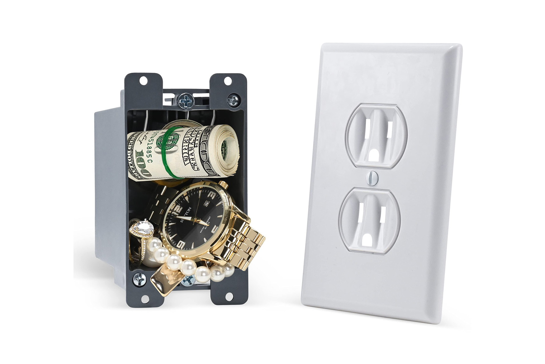 Secure outlet security on hidden walls