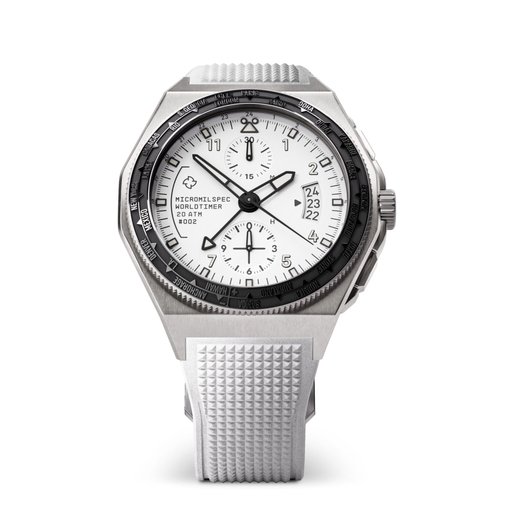 271 World Timer Rubber White Front