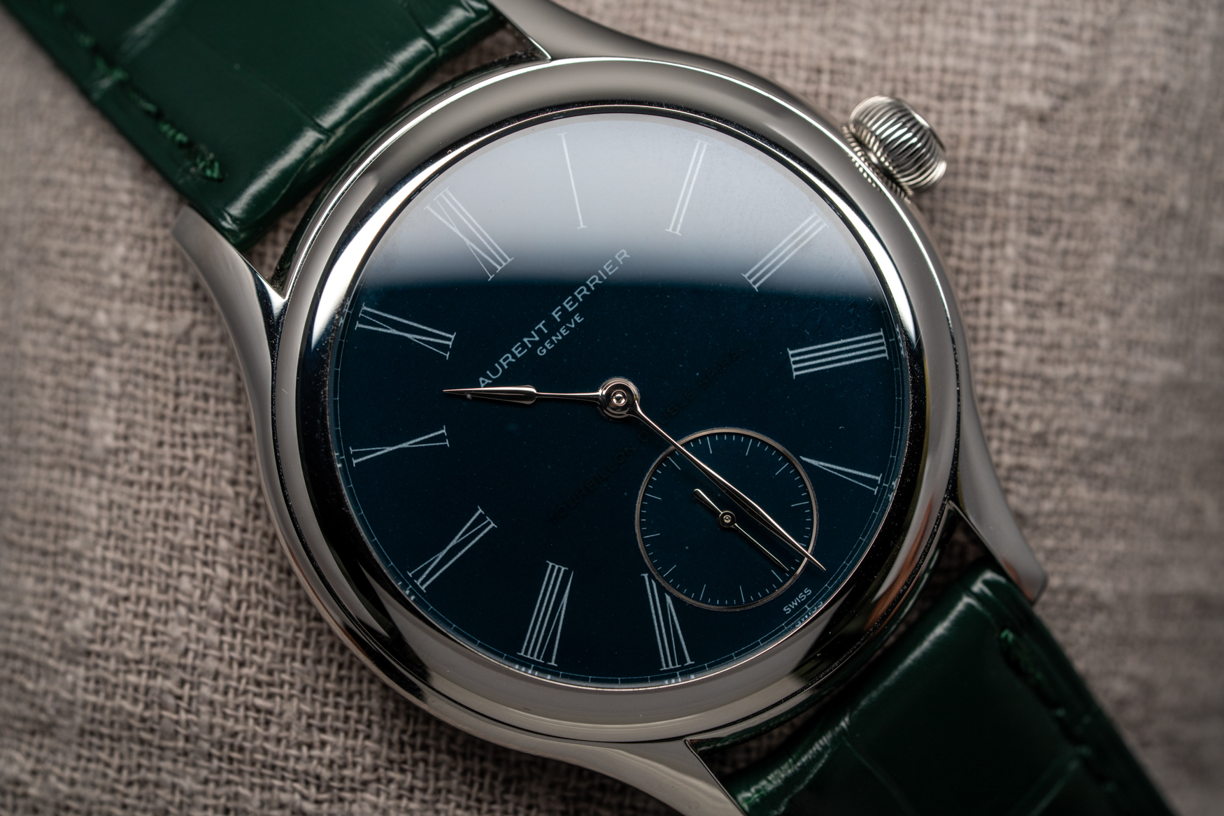 Laurent Ferrier Classic Tourbillon Teal Serie Atelier Dial Close-up