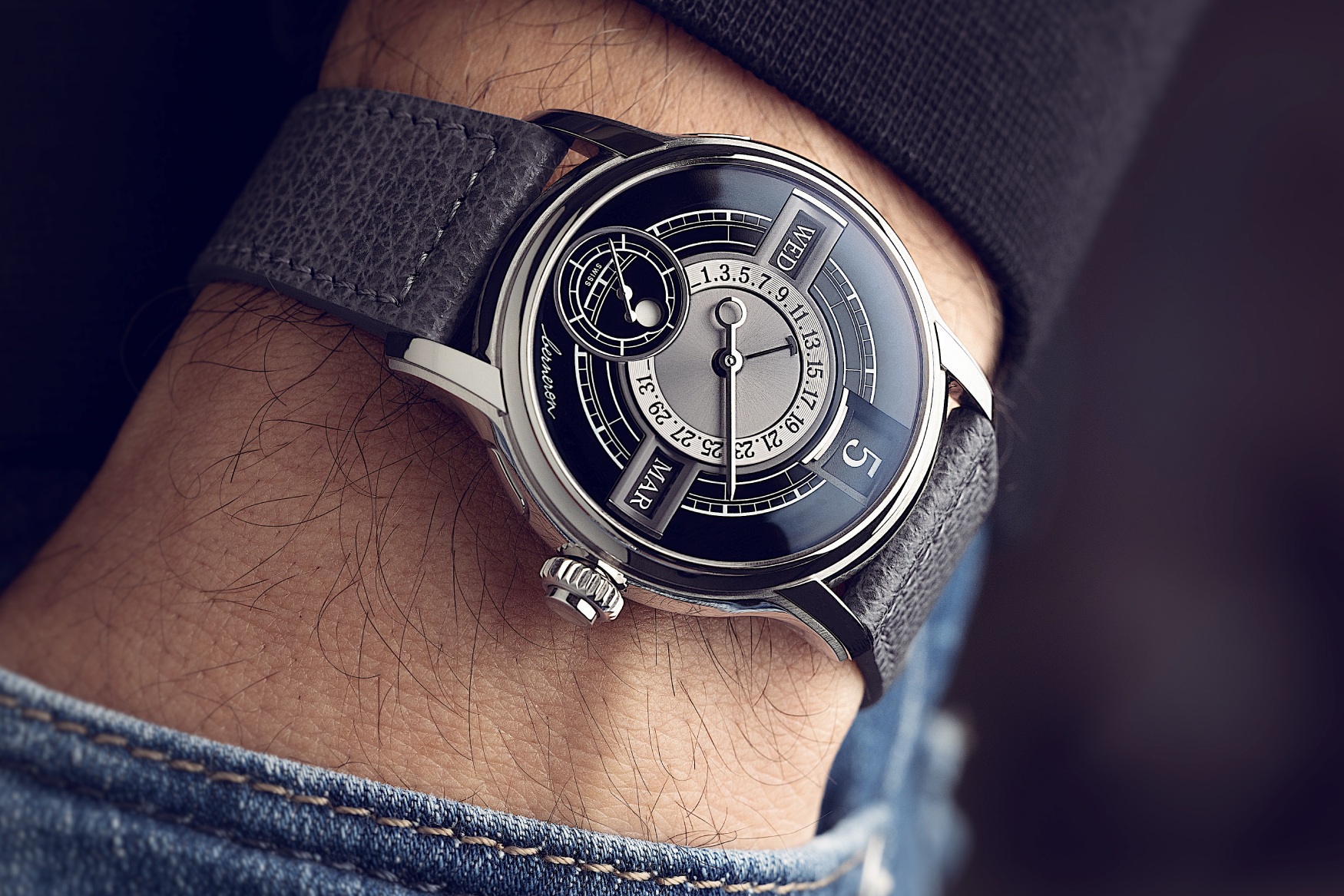 berneron annual calendar black wrist shot