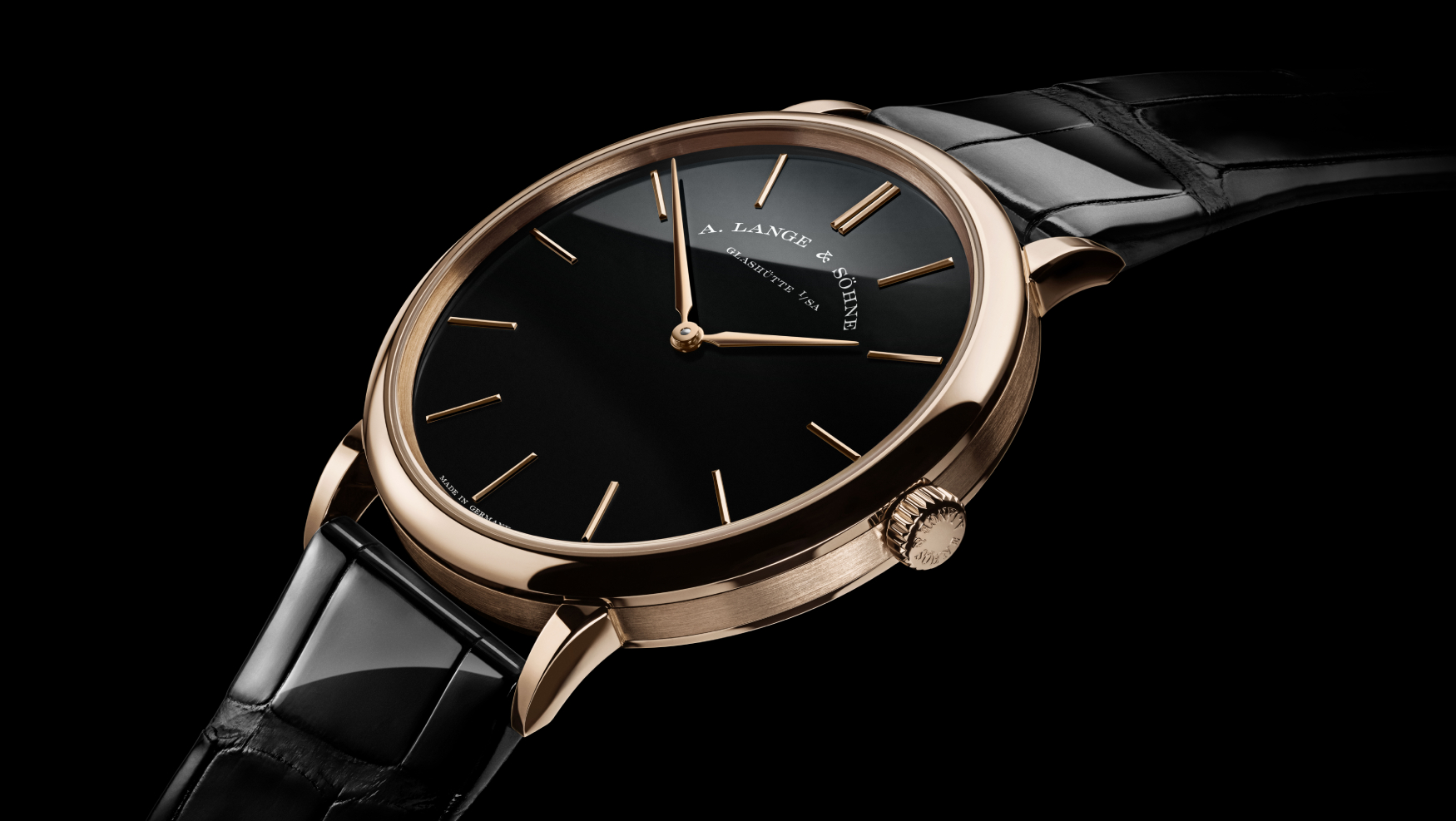 A. Lange & Söhne gets ready for black tie season with onyx-dialled Saxonia Thins in Honeygold and platinum