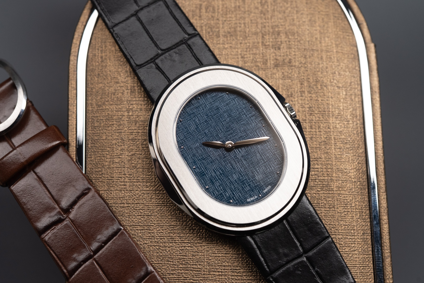 Serica 1174 Parade Linen Slate Blue dial