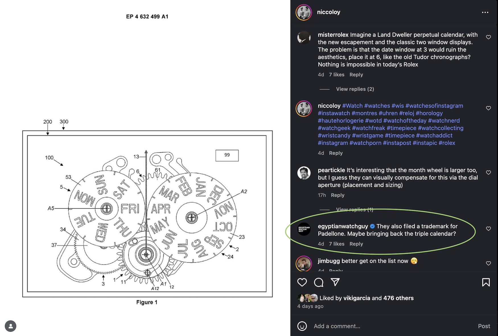 lịch tức thời của rolex instagram