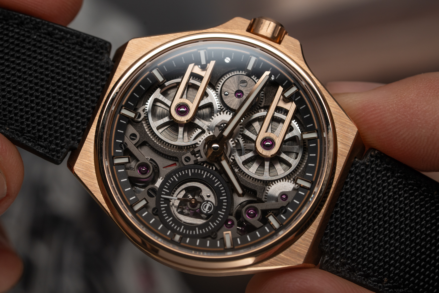 Armin Strom One Week Skeleton Rose Gold Close Up