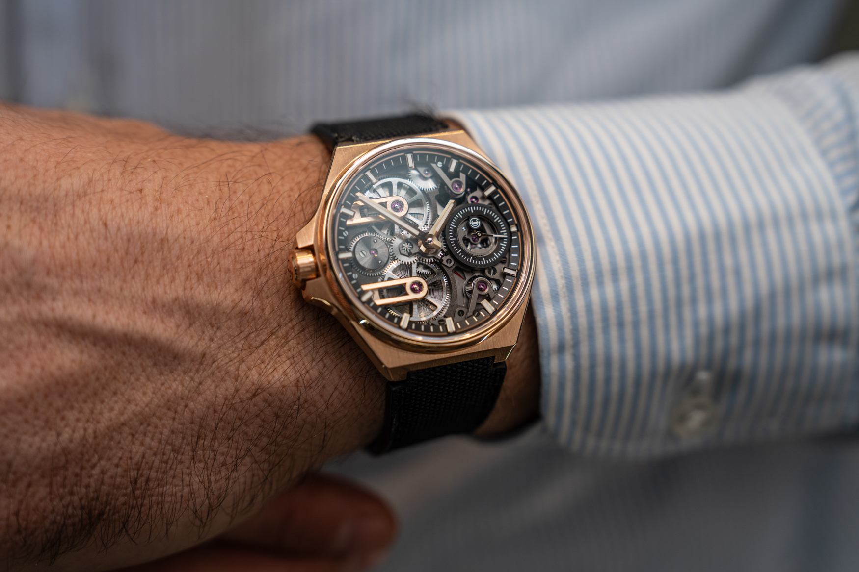 Armin Strom One Week Skeleton Rose Gold Wristshot 3