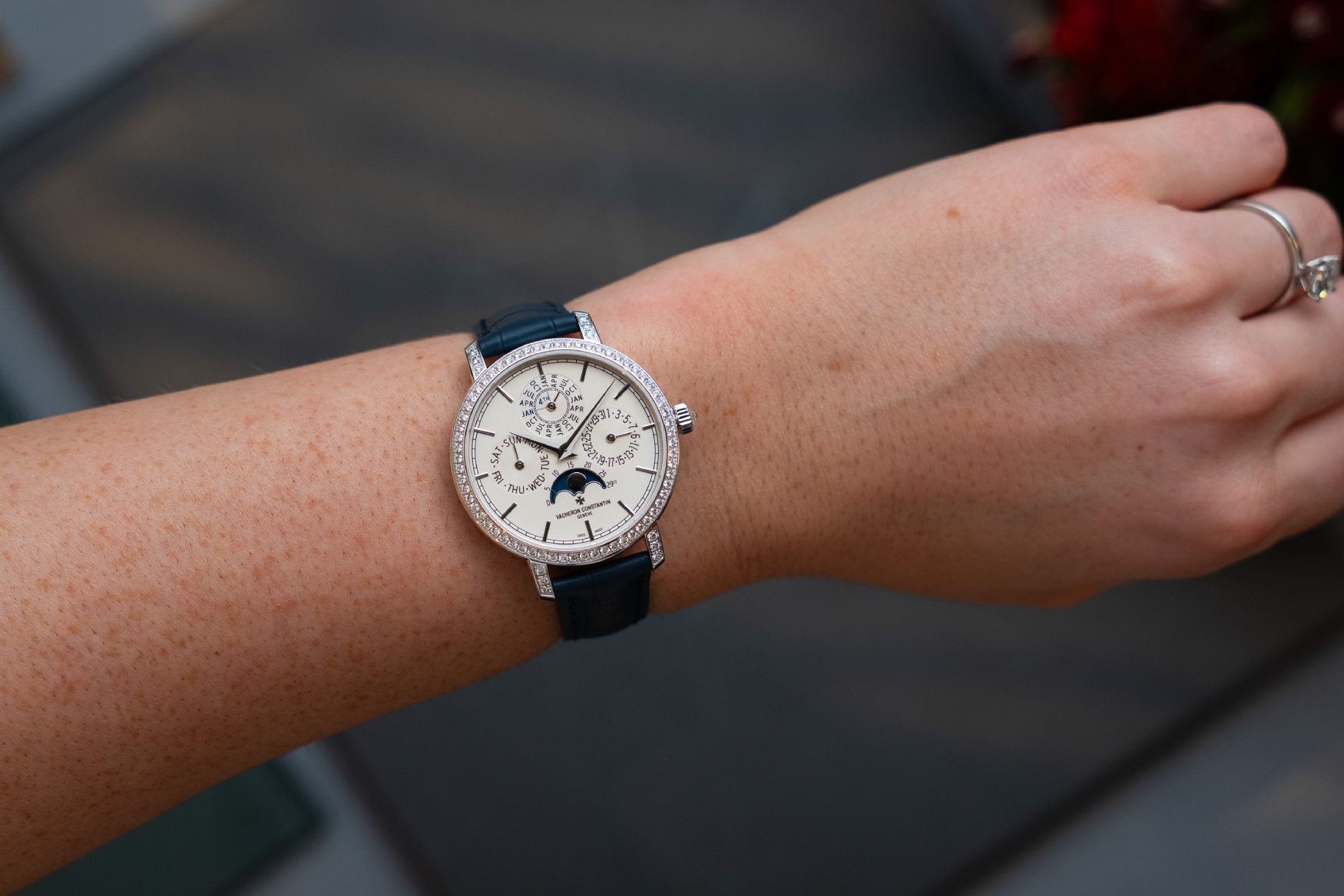 Vacheron Constantin Traditionnelle Perpetual Calendar Ultra Thin gemset on wrist