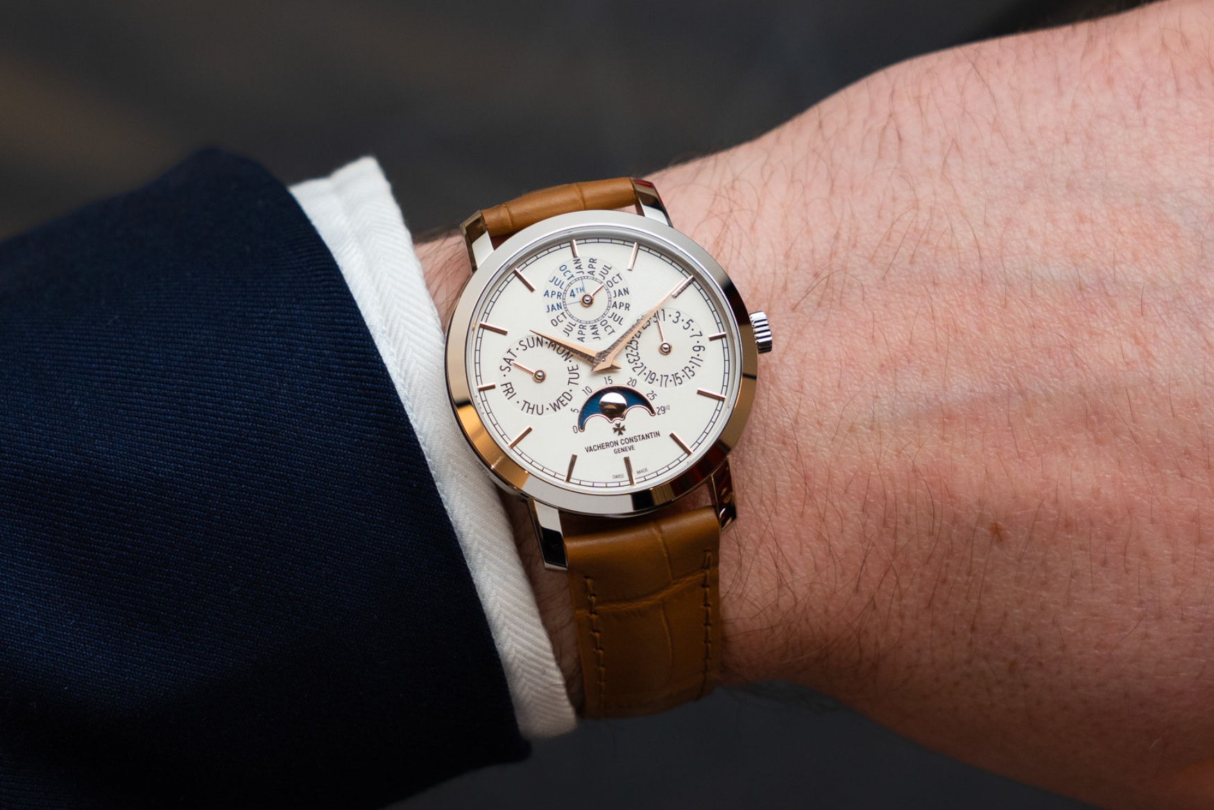 Vacheron Constantin Traditionnelle Perpetual Calendar Ultra Thin white gold on wrist