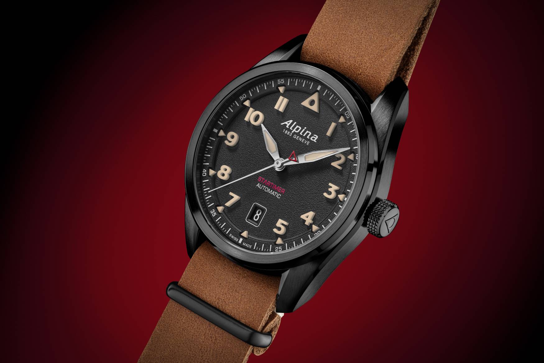 alpina startimer pilot closeup PVD
