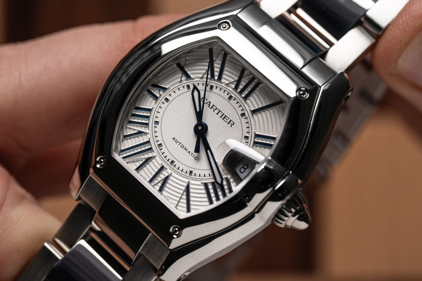 cartier roadster 2026 steel large close up