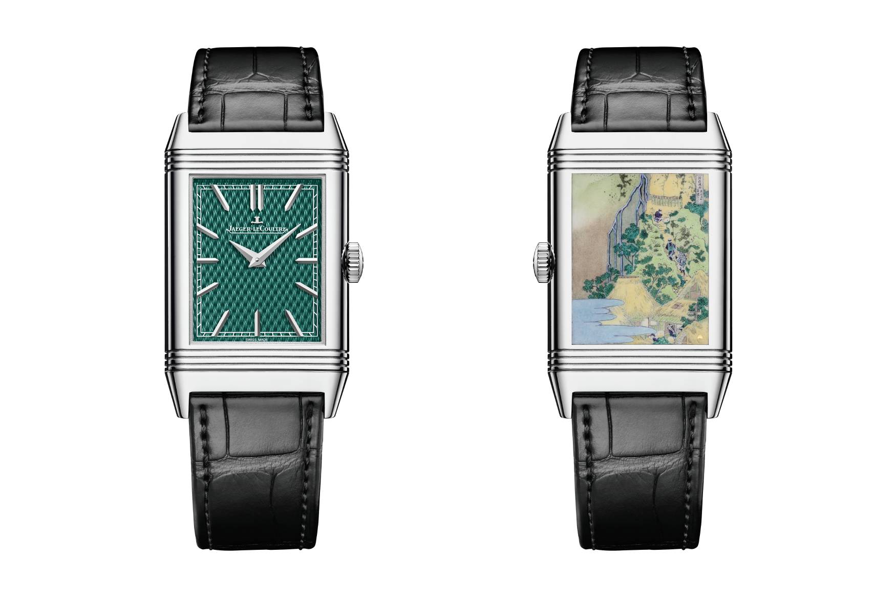 JLC Reverso Kiyotaki Kannon Waterfall at Sakanoshita on the Tōkaidō front and back