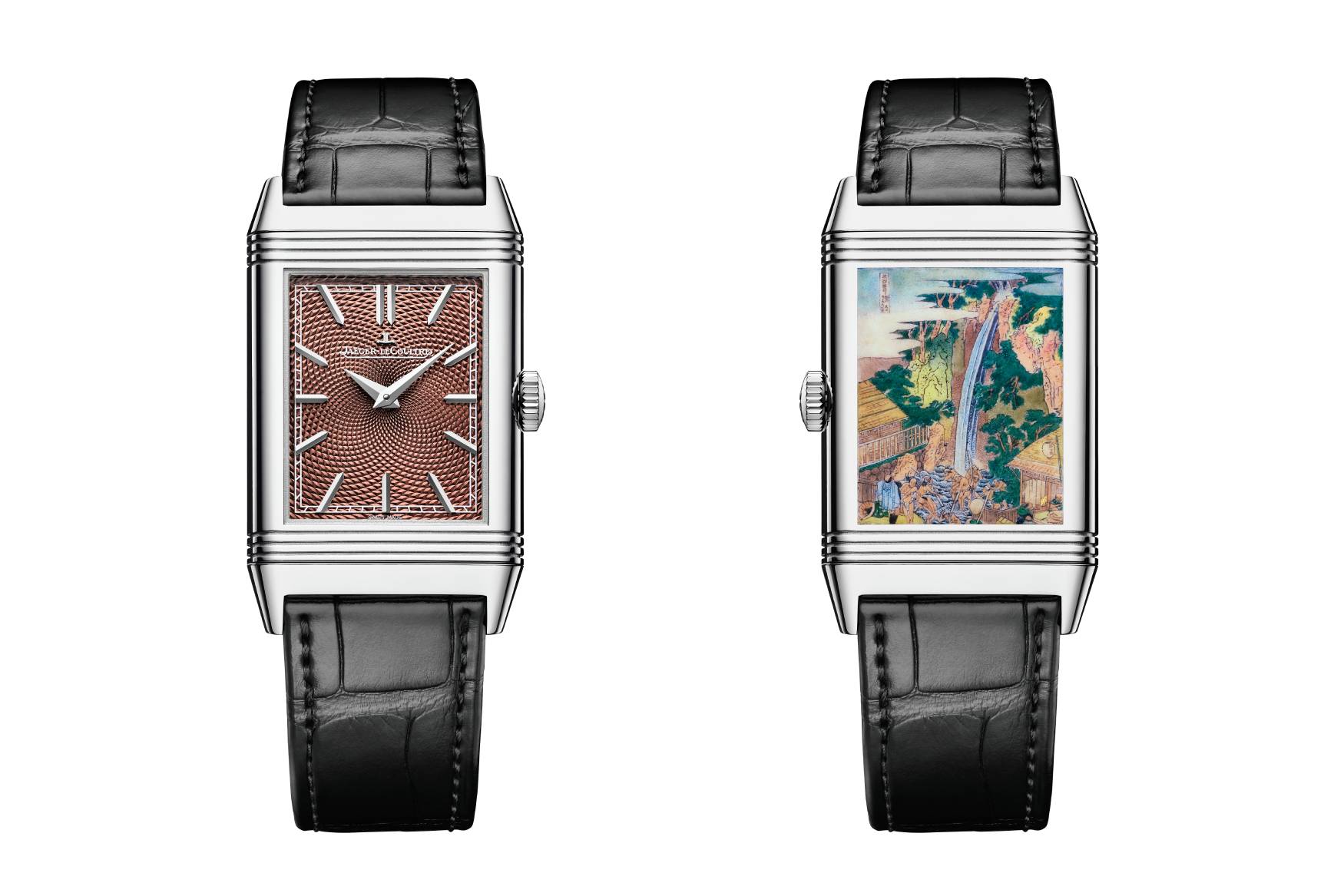 JLC reverso Rōben Waterfall at Ōyama in Sagami Province front and back