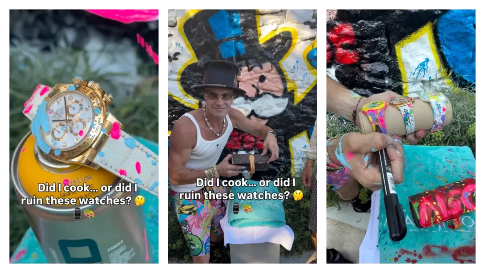 Famed artist Alec Monopoly rage baits the watch community with splashes of paint