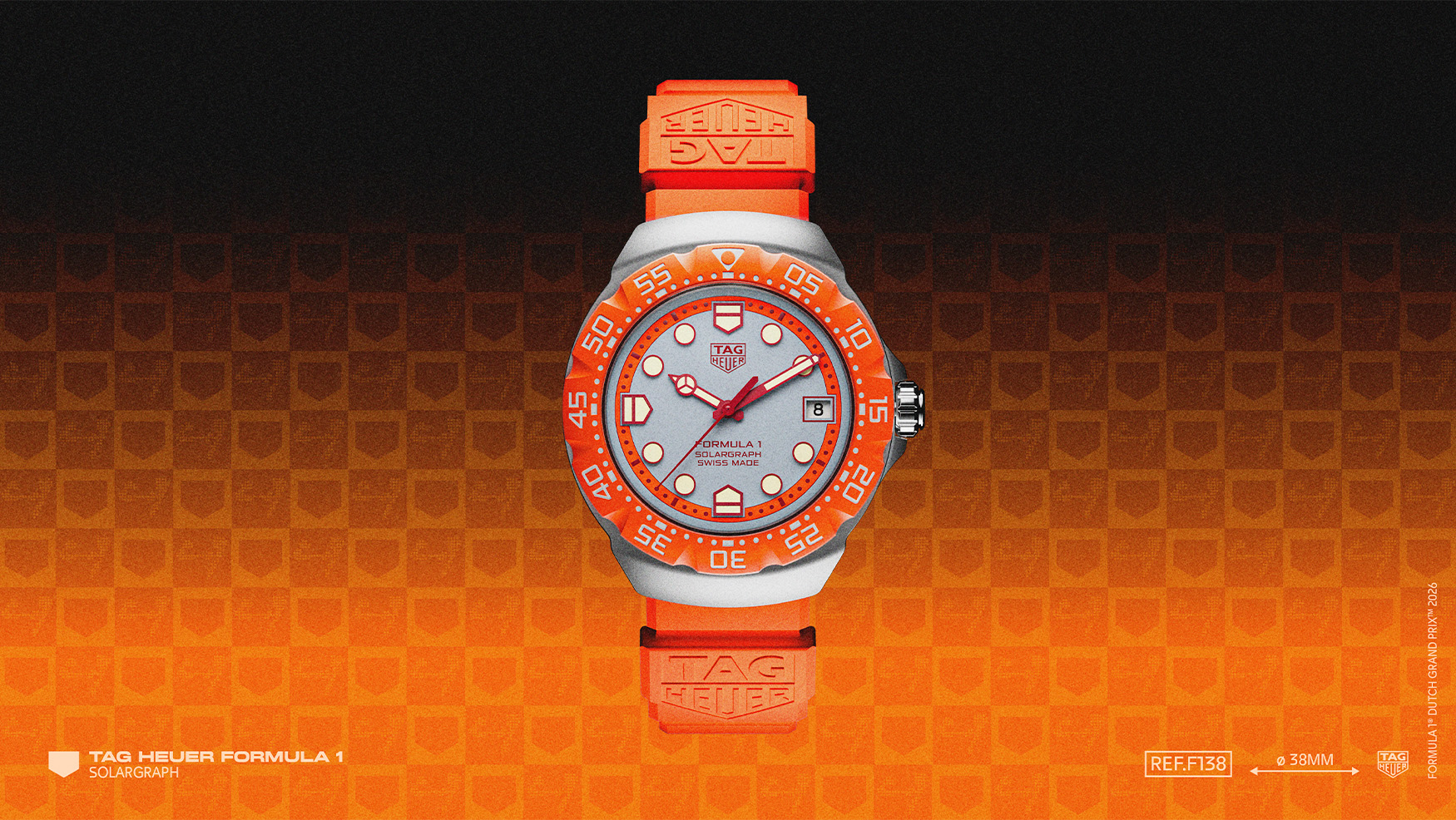 The TAG Heuer Formula 1 Solargraph Zandvoort F1 editions celebrate the Dutch Grand Prix’s final lap in a blaze of orange
